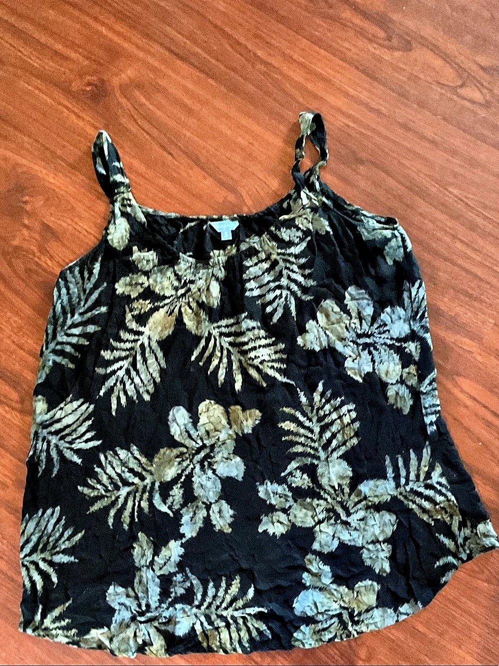 Blue Ginger Floral Tank Top in Black & Gray Size XL